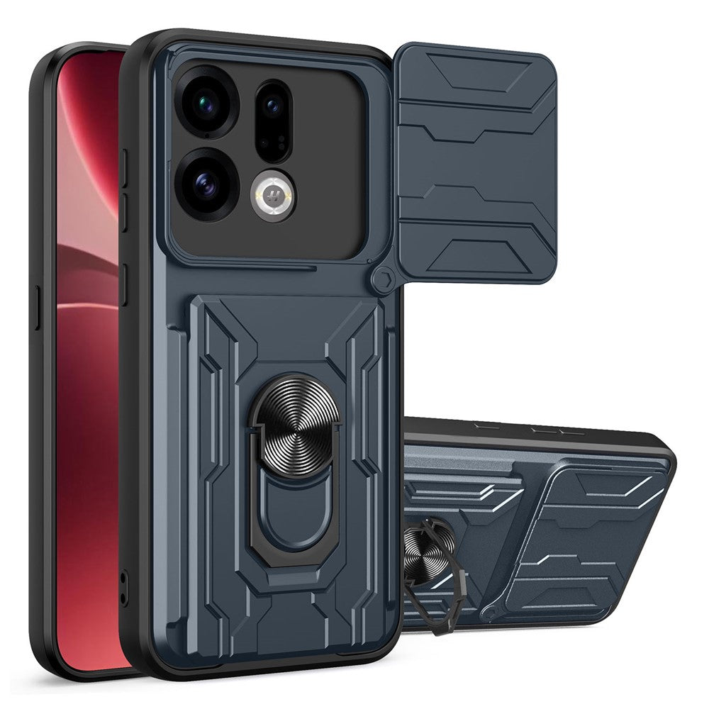 For Oppo Find X9 5G Case PC + TPU Kickstand Phone Back Cover with Camera Slider