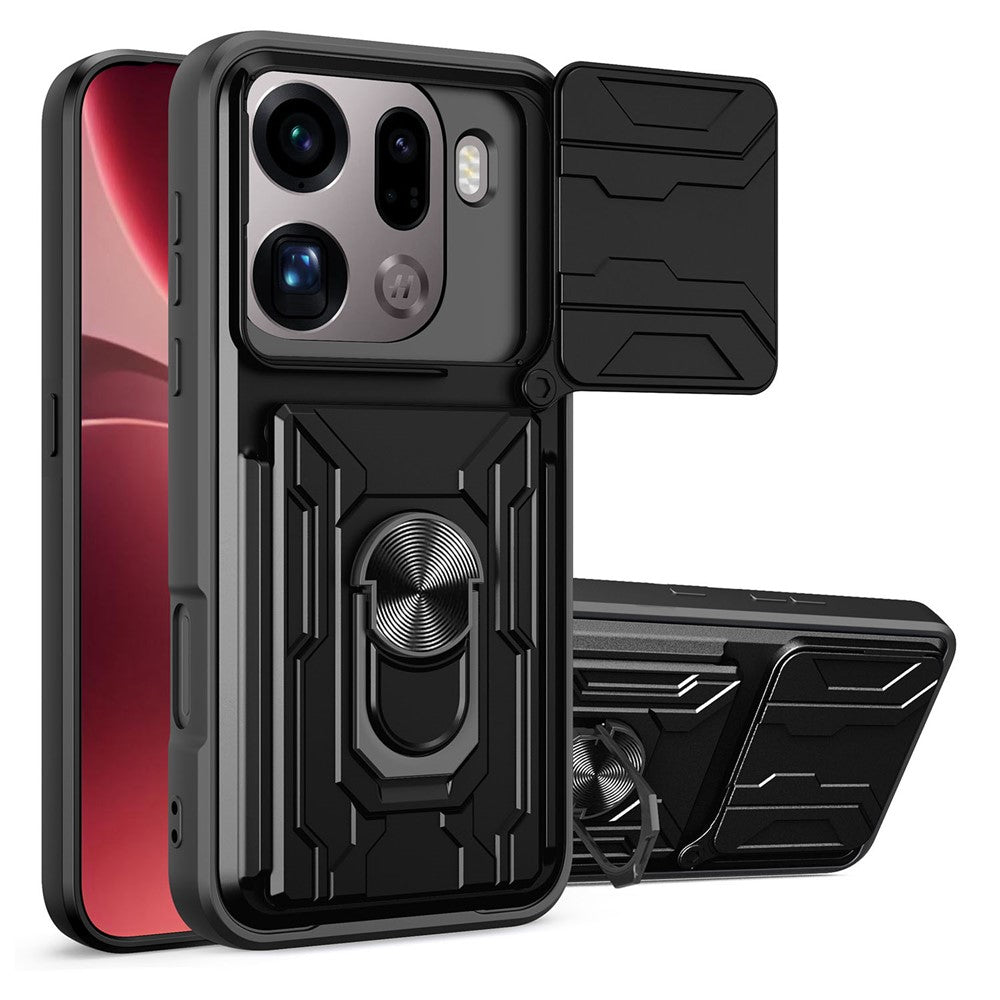 For Oppo Find X9 Pro 5G Case PC + TPU Kickstand Phone Back Cover with Camera Slider