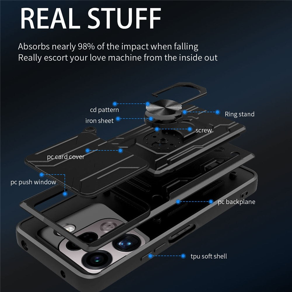 For Oppo Find X9 Pro 5G Case PC + TPU Kickstand Phone Back Cover with Camera Slider
