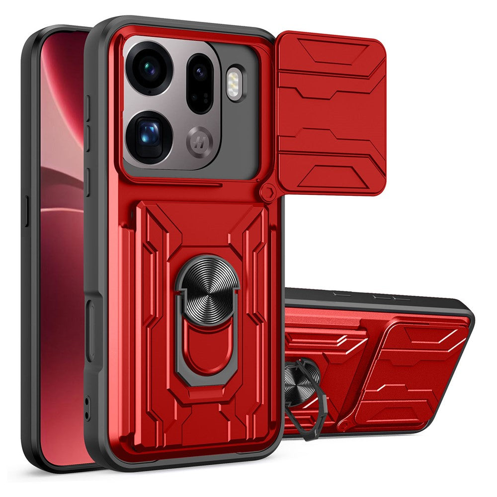 For Oppo Find X9 Pro 5G Case PC + TPU Kickstand Phone Back Cover with Camera Slider