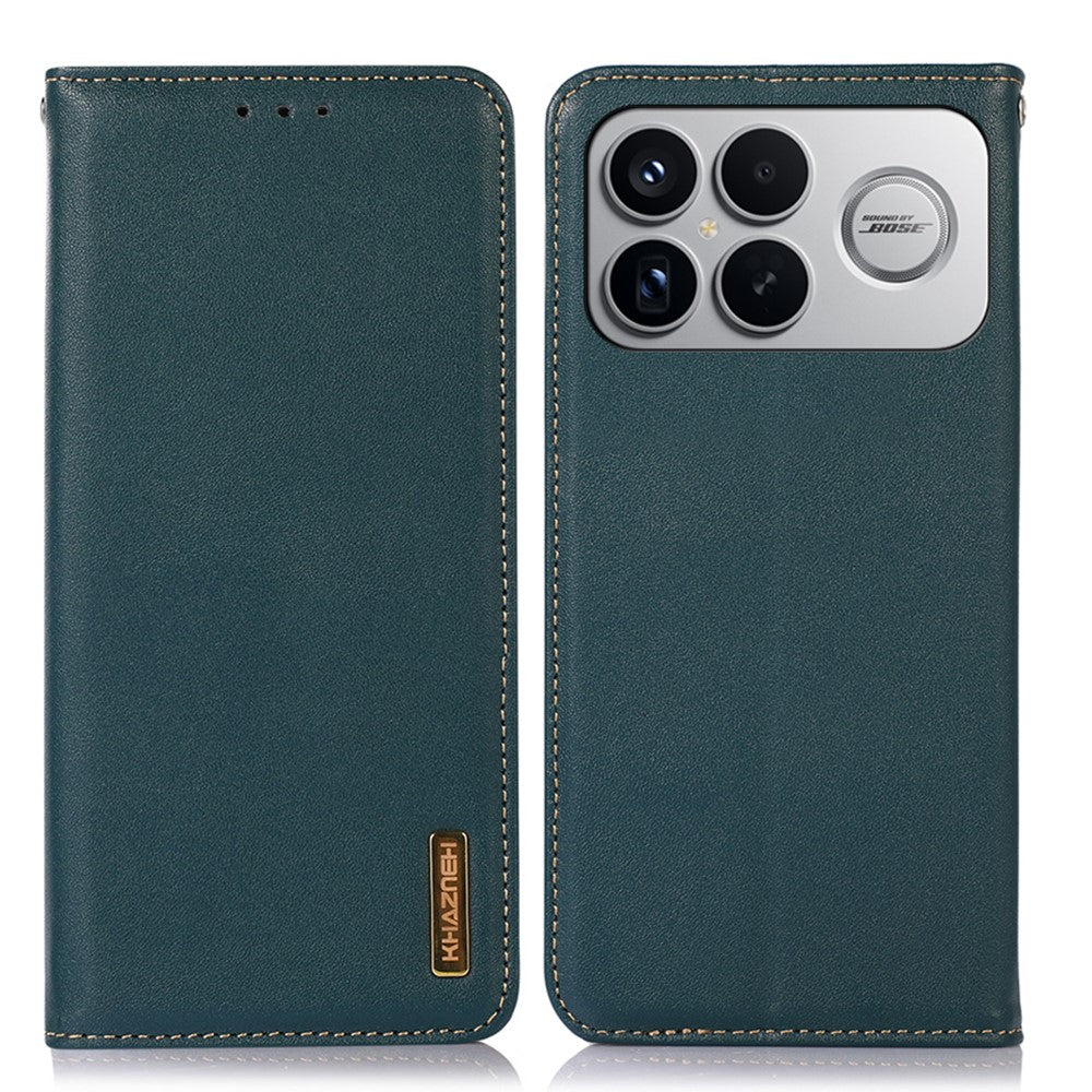 KHAZNEH For Xiaomi Poco F8 Ultra  /  Redmi K90 Pro Max 5G Case Wallet Genuine Cow Leather Phone Cover Nappa Texture
