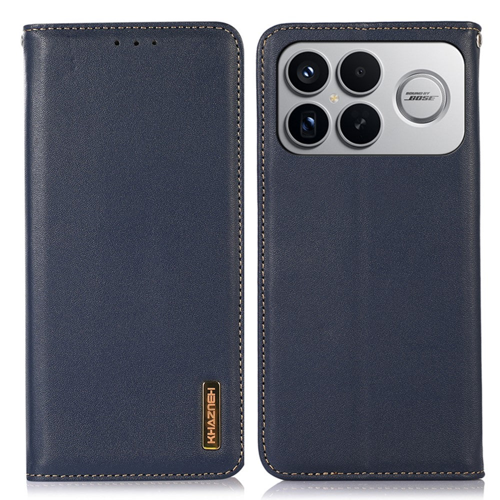 KHAZNEH For Xiaomi Poco F8 Ultra  /  Redmi K90 Pro Max 5G Case Wallet Genuine Cow Leather Phone Cover Nappa Texture