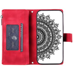 Shockproof Cell Phone Cover For iPhone 11 Pro Max 6.5 inch, Mandala Flower Imprinted Zipper Pocket Wallet Stand Multiple Card Slots PU Leather Phone Case with Strap