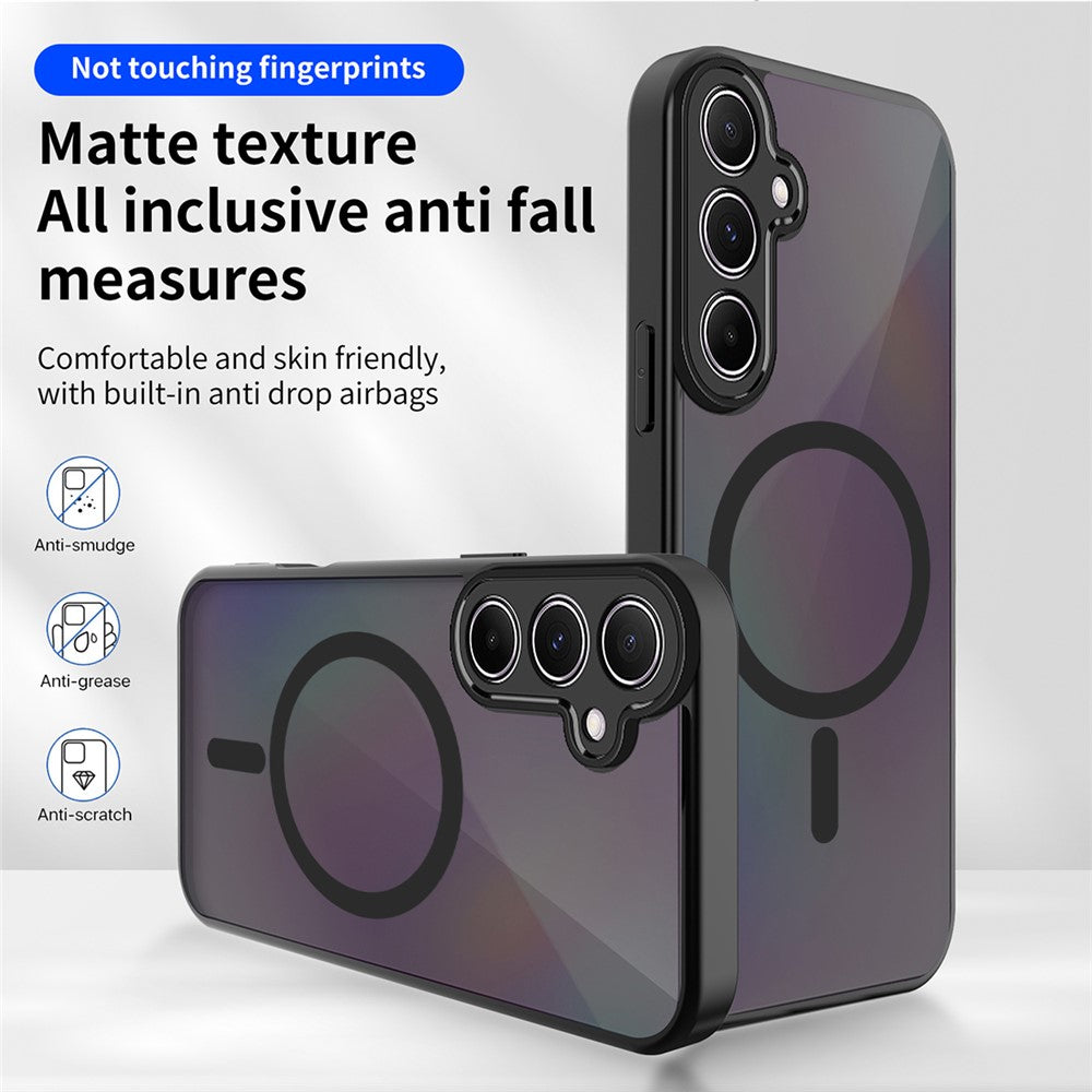 For Samsung Galaxy S25+ Magnetic Case Skin Touch Matte Translucent PC + TPU Anti-Drop Phone Cover