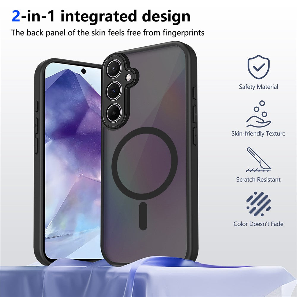 For Samsung Galaxy S25+ Magnetic Case Skin Touch Matte Translucent PC + TPU Anti-Drop Phone Cover