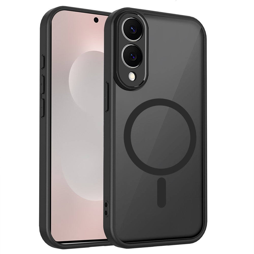 Til Samsung Galaxy S25 Edge Magnetisk Cover Hudfølelse Mat Gennemsigtig PC + TPU Anti-fald Telefoncover