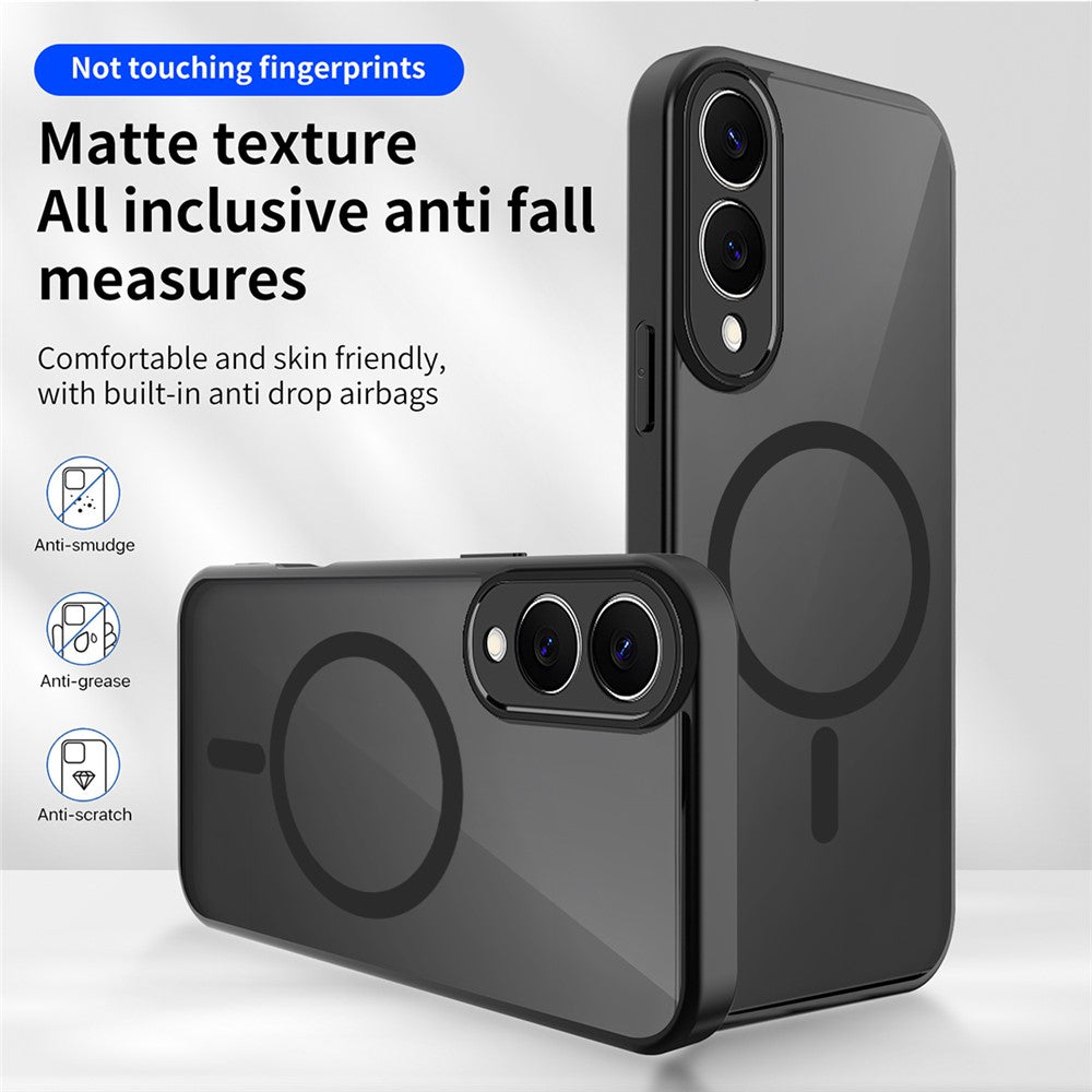 Til Samsung Galaxy S25 Edge Magnetisk Cover Hudfølelse Mat Gennemsigtig PC + TPU Anti-fald Telefoncover