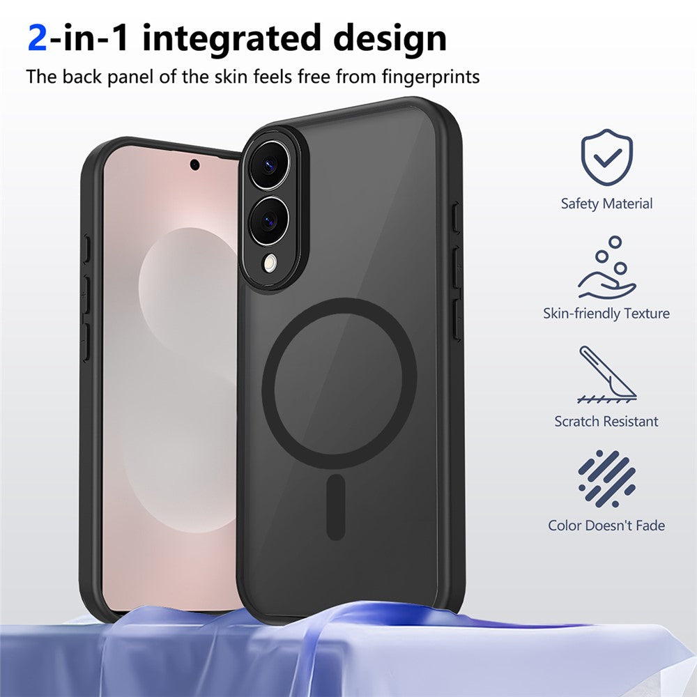 Til Samsung Galaxy S25 Edge Magnetisk Cover Hudfølelse Mat Gennemsigtig PC + TPU Anti-fald Telefoncover