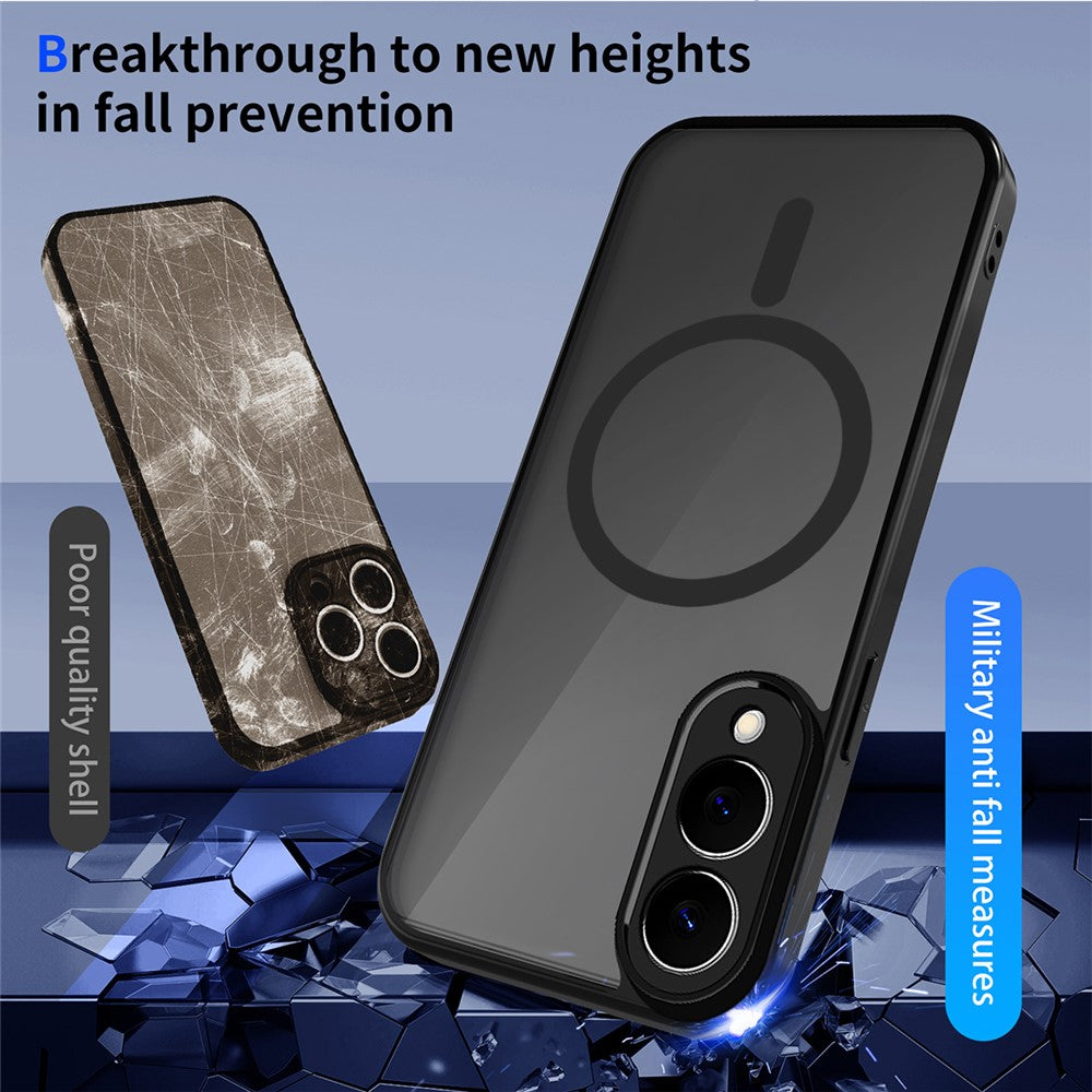 Til Samsung Galaxy S25 Edge Magnetisk Cover Hudfølelse Mat Gennemsigtig PC + TPU Anti-fald Telefoncover