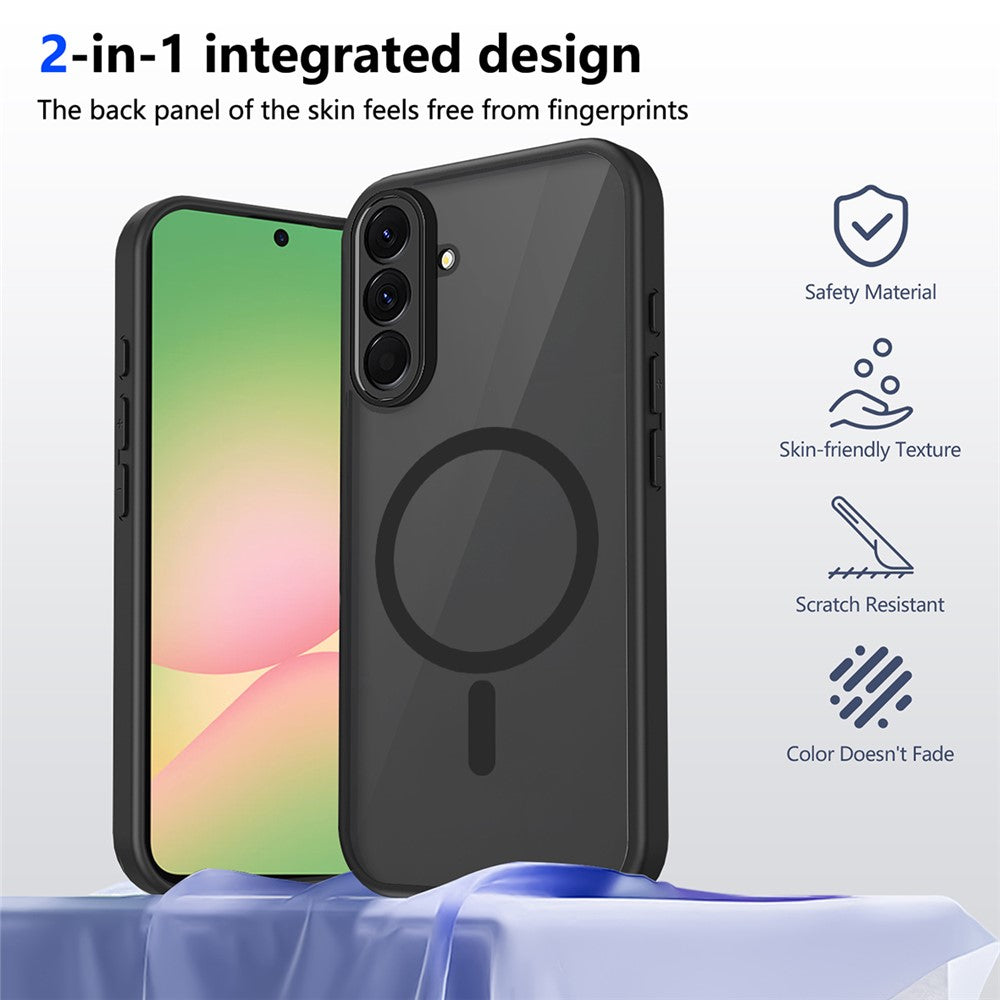 Til Samsung Galaxy A36 5G Magnetisk Cover Hudfølelse Mat Gennemsigtig PC + TPU Anti-fald Telefoncover
