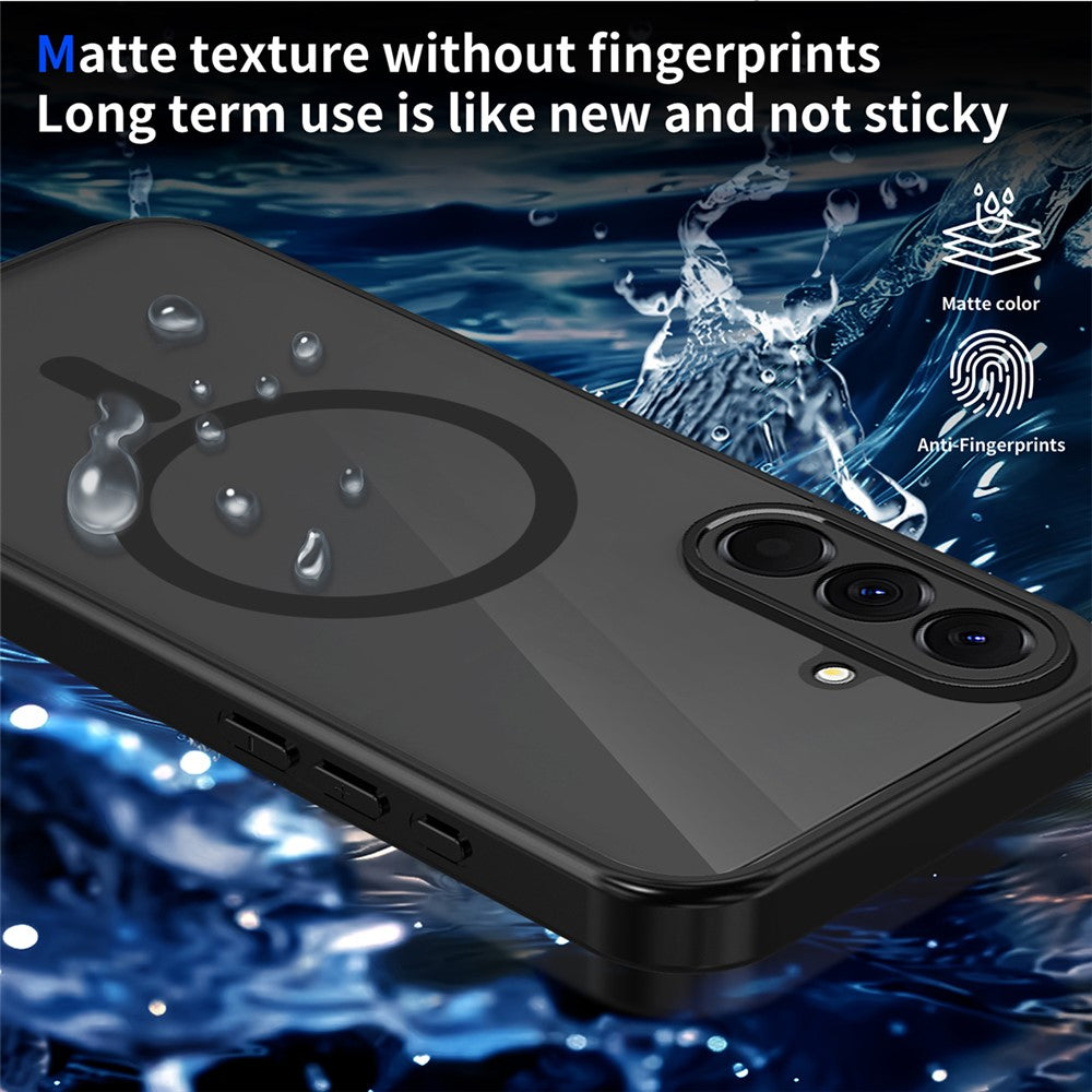 Til Samsung Galaxy A36 5G Magnetisk Cover Hudfølelse Mat Gennemsigtig PC + TPU Anti-fald Telefoncover