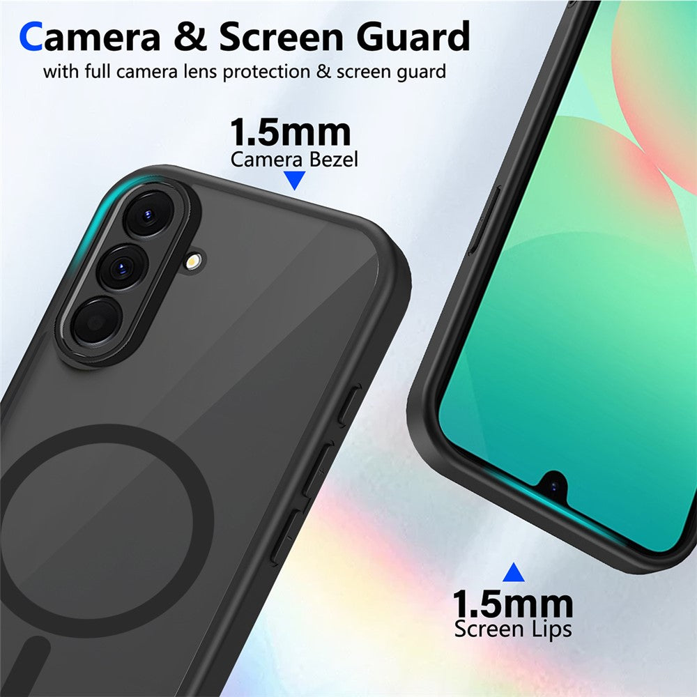 Magnetisk etui til Samsung Galaxy A18 5G / A18 4G / A17 5G / 4G / F17 5G / M17 5G, mat, gennemsigtigt PC + TPU-etui med hudfølelse og faldsikring