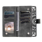 For iPhone 12 6.1 inch / 12 Pro 6.1 Anti-scratch Zipper Pocket Wallet Cover Stand Mandala Flower Imprinted PU Leather Phone Case with Multiple Card Slots and Strap