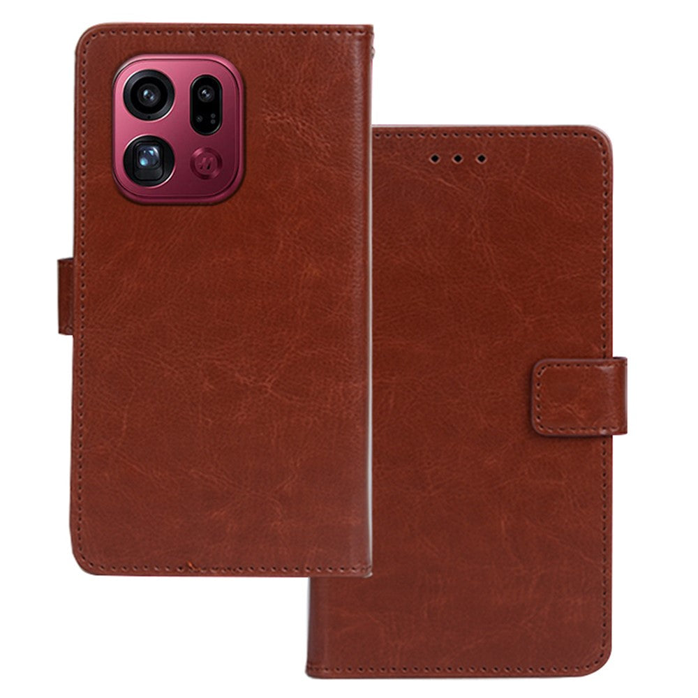 IDEWEI For Oppo Find X9 Pro 5G Case Wallet Leather Phone Cover Crazy Horse Texture