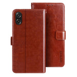 IDEWEI För Samsung Galaxy A08 5G / A08 4G / A07 5G / A07 4G Stativskal Läderfodral med Crazy Horse-textur