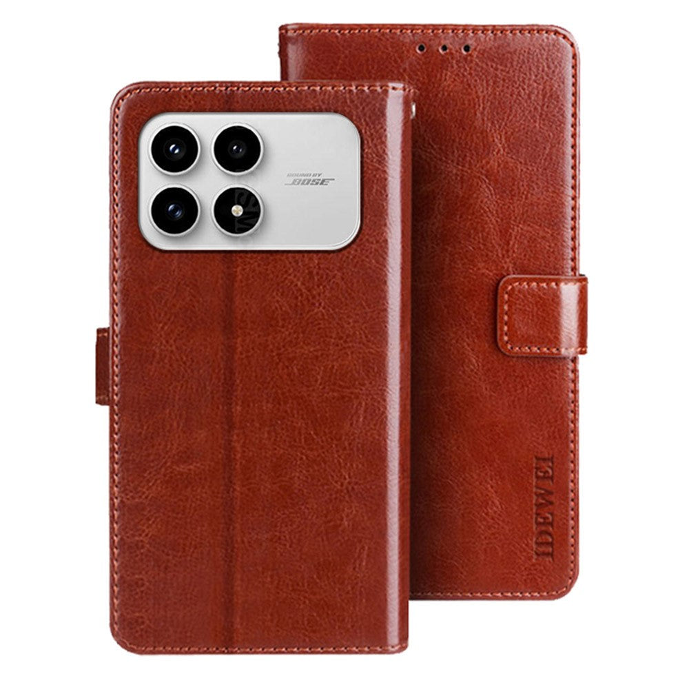 IDEWEI Stand Case For Xiaomi Redmi K90 5G  /  Poco F8 Pro 5G Crazy Horse Texture Leather Phone Cover Cover