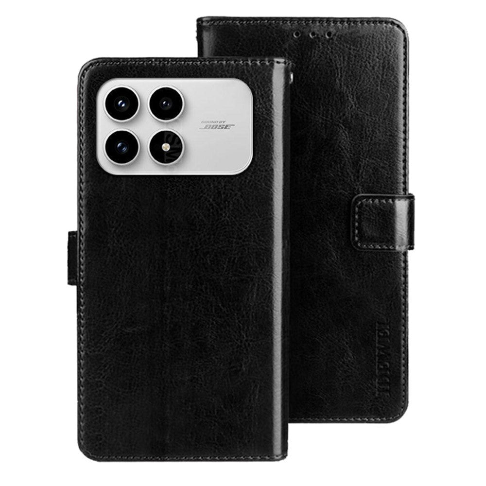 IDEWEI Stand Case For Xiaomi Redmi K90 5G  /  Poco F8 Pro 5G Crazy Horse Texture Leather Phone Cover Cover