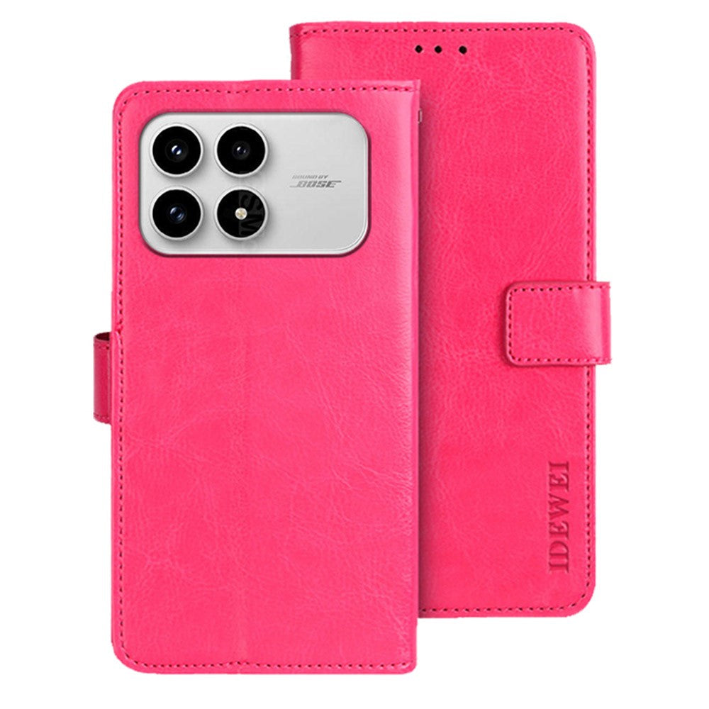 IDEWEI Stand Case For Xiaomi Redmi K90 5G  /  Poco F8 Pro 5G Crazy Horse Texture Leather Phone Cover Cover