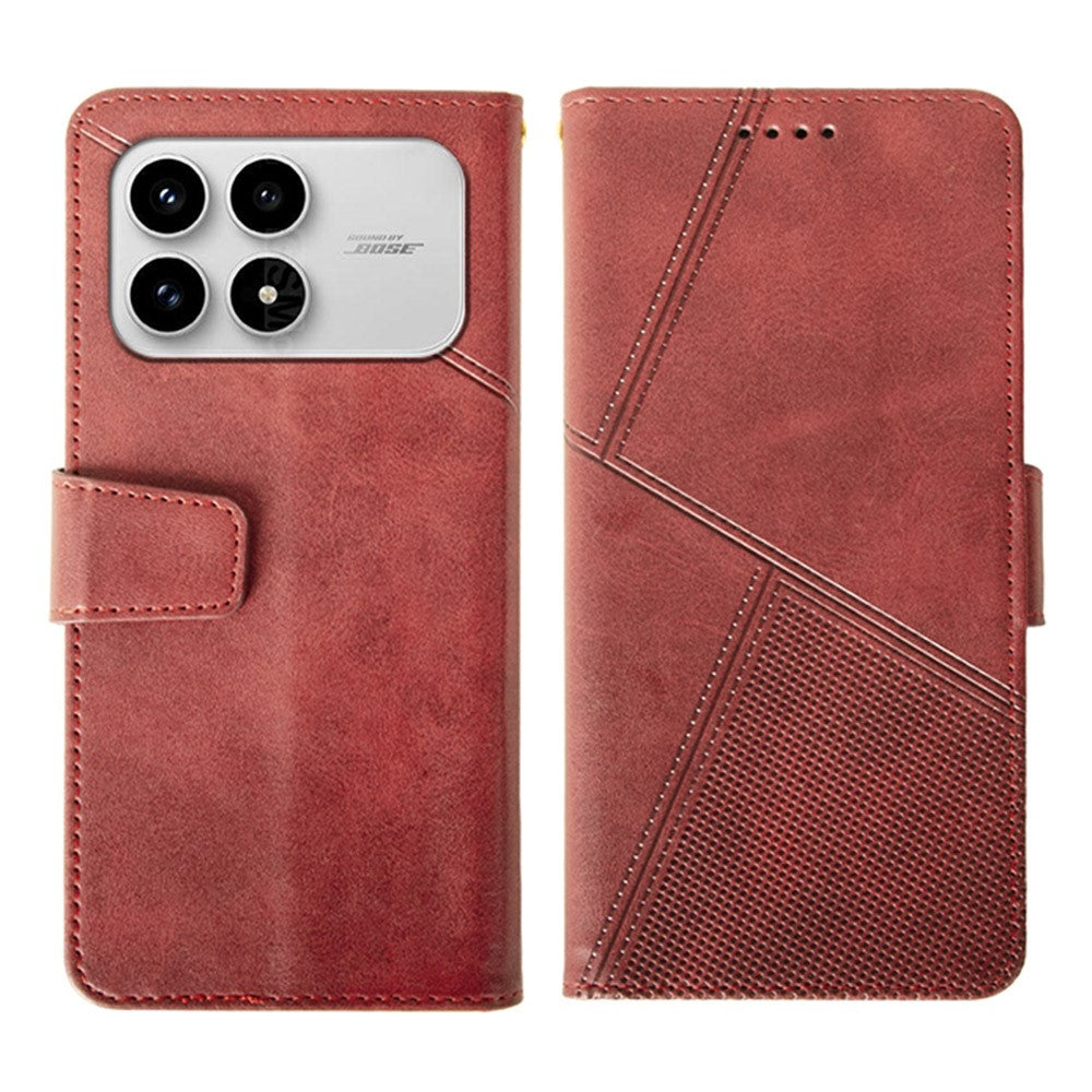 IDEWEI För Xiaomi Redmi K90 5G / Poco F8 Pro 5G Skal Läder Plånboksfodral mobilfodral Stativ Kalvstruktur