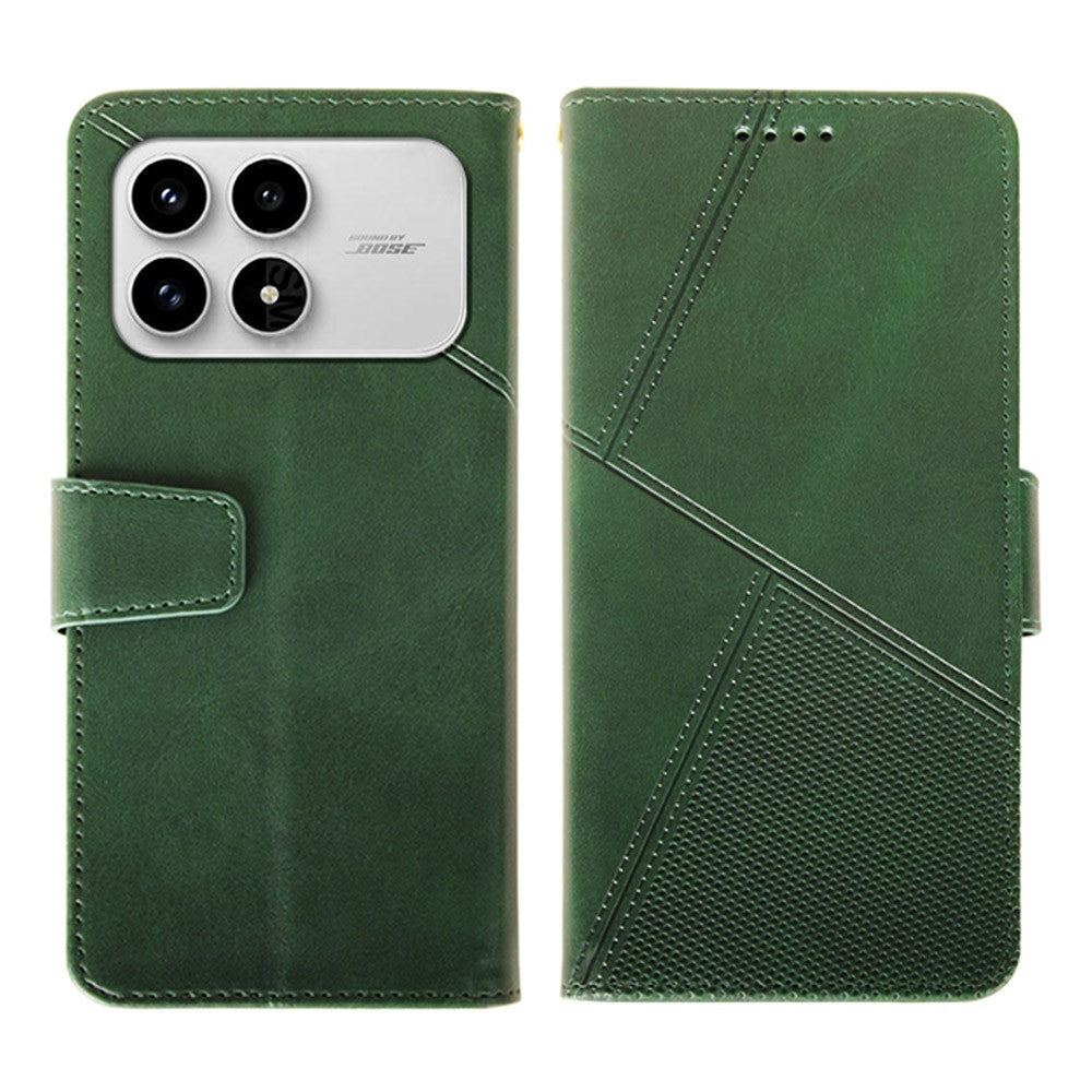 IDEWEI För Xiaomi Redmi K90 5G / Poco F8 Pro 5G Skal Läder Plånboksfodral mobilfodral Stativ Kalvstruktur