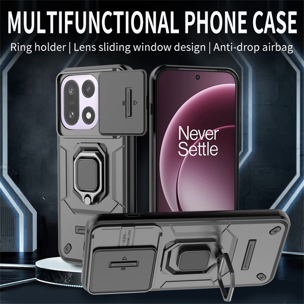 For OnePlus 15 5G Case PC + TPU Kickstand Phone Protector with Lens Cover