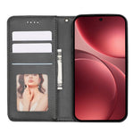 For Oppo Find X9 5G Wallet Phone Case Checkered Pattern Imprint Leather Flip Cover with Wrist Strap
