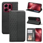 For Oppo Find X9 5G Wallet Phone Case Checkered Pattern Imprint Leather Flip Cover with Wrist Strap