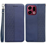 For Oppo Find X9 5G Wallet Phone Case Checkered Pattern Imprint Leather Flip Cover with Wrist Strap