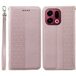 For Oppo Find X9 5G Wallet Phone Case Checkered Pattern Imprint Leather Flip Cover with Wrist Strap