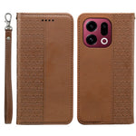 For Oppo Find X9 5G Wallet Phone Case Checkered Pattern Imprint Leather Flip Cover with Wrist Strap