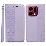 For Oppo Find X9 5G Wallet Phone Case Checkered Pattern Imprint Leather Flip Cover with Wrist Strap