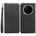 For Honor Magic8 5G Wallet Phone Case Checkered Pattern Imprint Leather Flip Cover with Wrist Strap