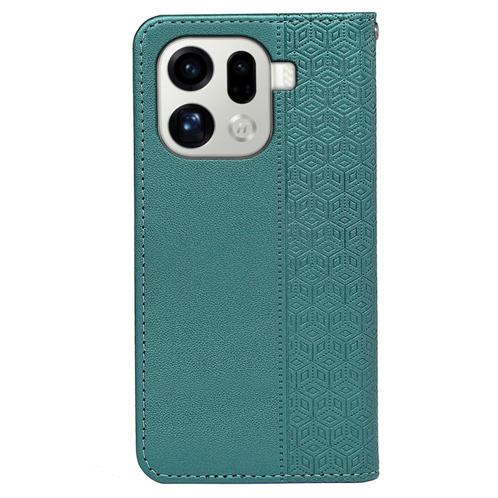 For Oppo Find X9 Pro 5G Wallet Phone Case Checkered Pattern Imprint Leather Flip Cover with Wrist Strap
