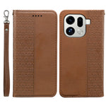 For Oppo Find X9 Pro 5G Wallet Phone Case Checkered Pattern Imprint Leather Flip Cover with Wrist Strap
