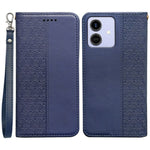 For Honor Play10 4G (Global) Wallet Phone Case Checkered Pattern Imprint Leather Flip Cover with Wrist Strap