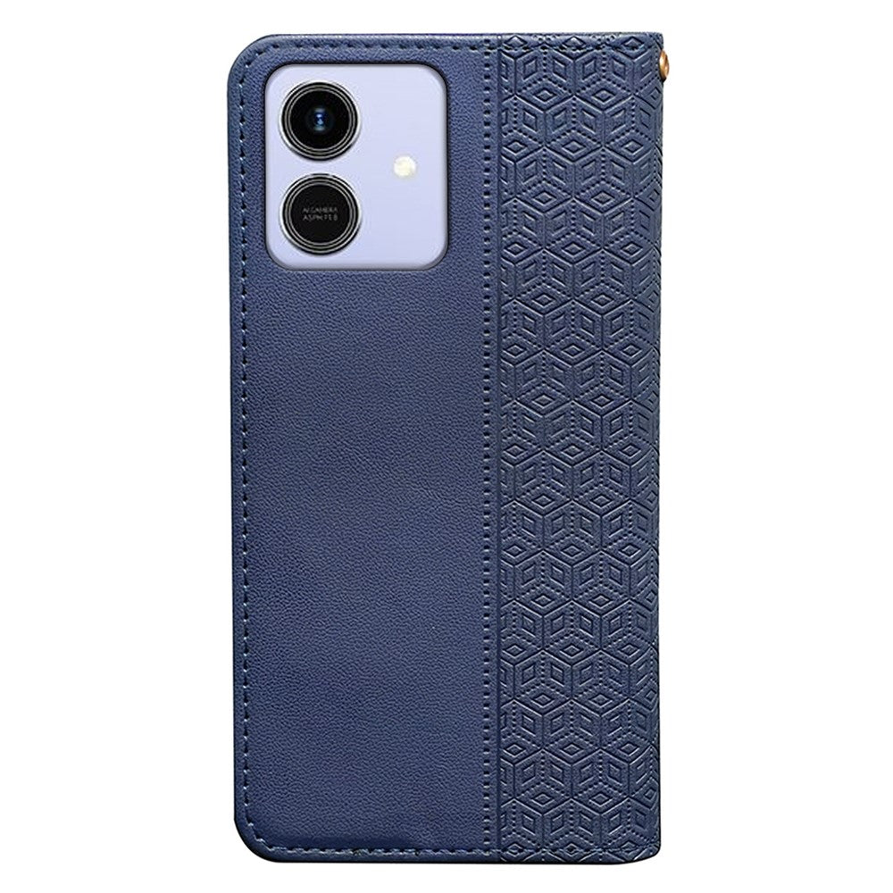 For Honor Play10 4G (Global) Wallet Phone Case Checkered Pattern Imprint Leather Flip Cover with Wrist Strap