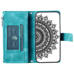 For iPhone 11 6.1 inch Mandala Flower Imprinted PU Leather Phone Cover Foldable Stand with Multiple Card Slots Zipper Pocket Wallet Case