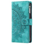 For iPhone 11 6.1 inch Mandala Flower Imprinted PU Leather Phone Cover Foldable Stand with Multiple Card Slots Zipper Pocket Wallet Case