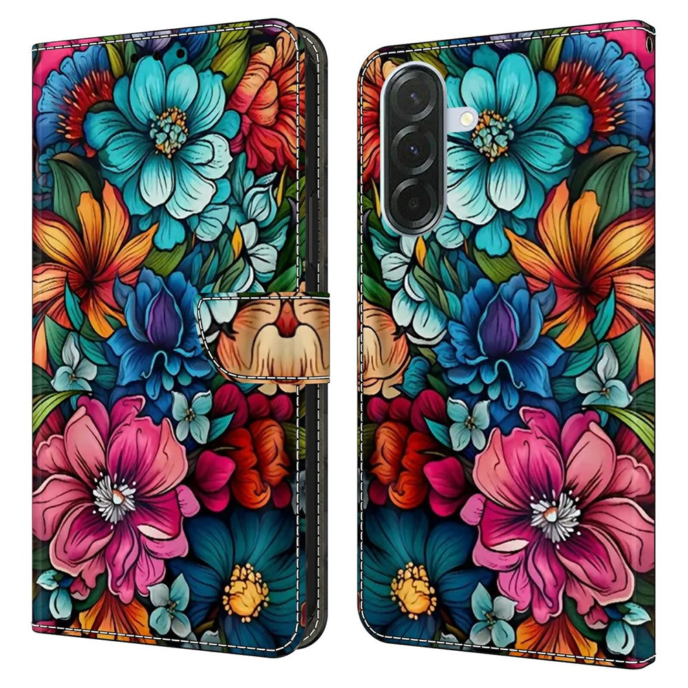 For Samsung Galaxy A57 5G Case with Card Slot Pattern Printed TPU + PU Leather Flip Phone Cover