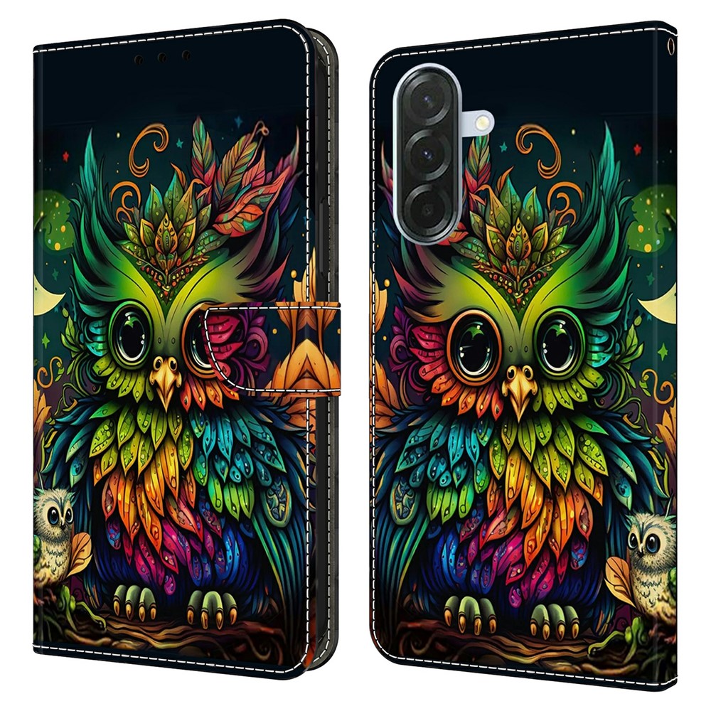 For Samsung Galaxy A57 5G Case with Card Slot Pattern Printed TPU + PU Leather Flip Phone Cover