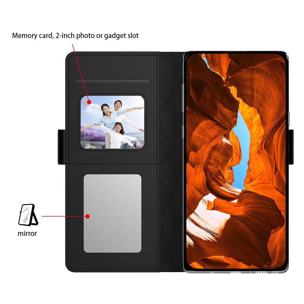 Til Motorola Edge 70 5G Cover Stativ PU Læder Telefon Cover Kort Holder Spejl