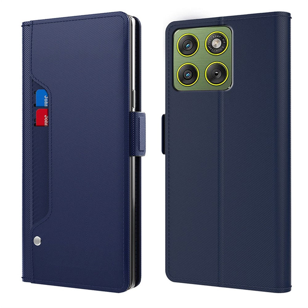 Til Motorola Edge 70 5G Cover Stativ PU Læder Telefon Cover Kort Holder Spejl