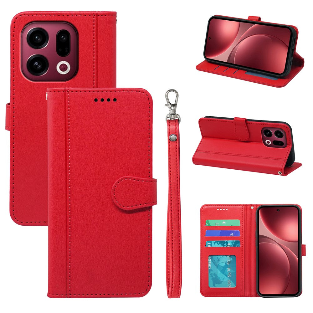 For Oppo Find X9 5G Wallet Case Magnetic Snap Leather Phone Cover with Strap