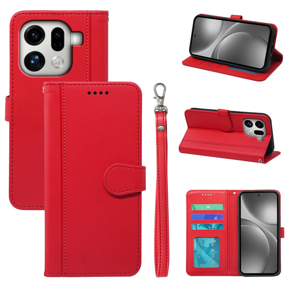 For Oppo Find X9 Pro 5G Wallet Case Magnetic Snap Leather Phone Cover with Strap
