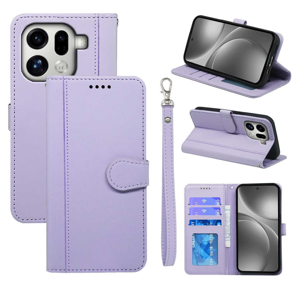 For Oppo Find X9 Pro 5G Wallet Case Magnetic Snap Leather Phone Cover with Strap