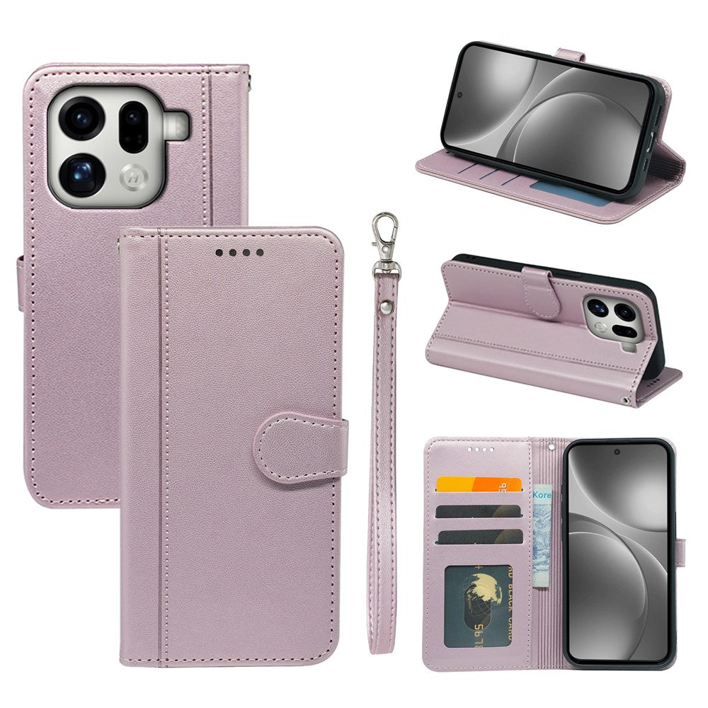 For Oppo Find X9 Pro 5G Wallet Case Magnetic Snap Leather Phone Cover with Strap