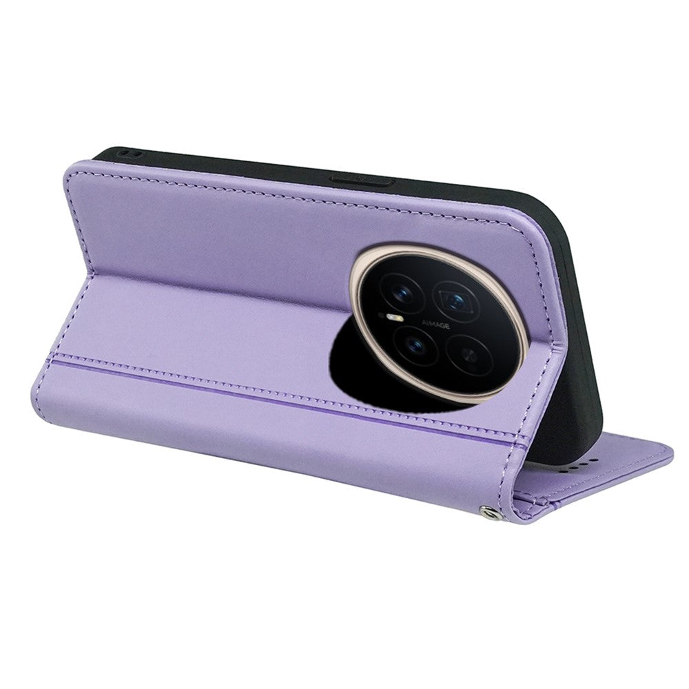 For Honor Magic8 5G Wallet Case Magnetic Closing PU Leather Phone Cover with Wrist Strap