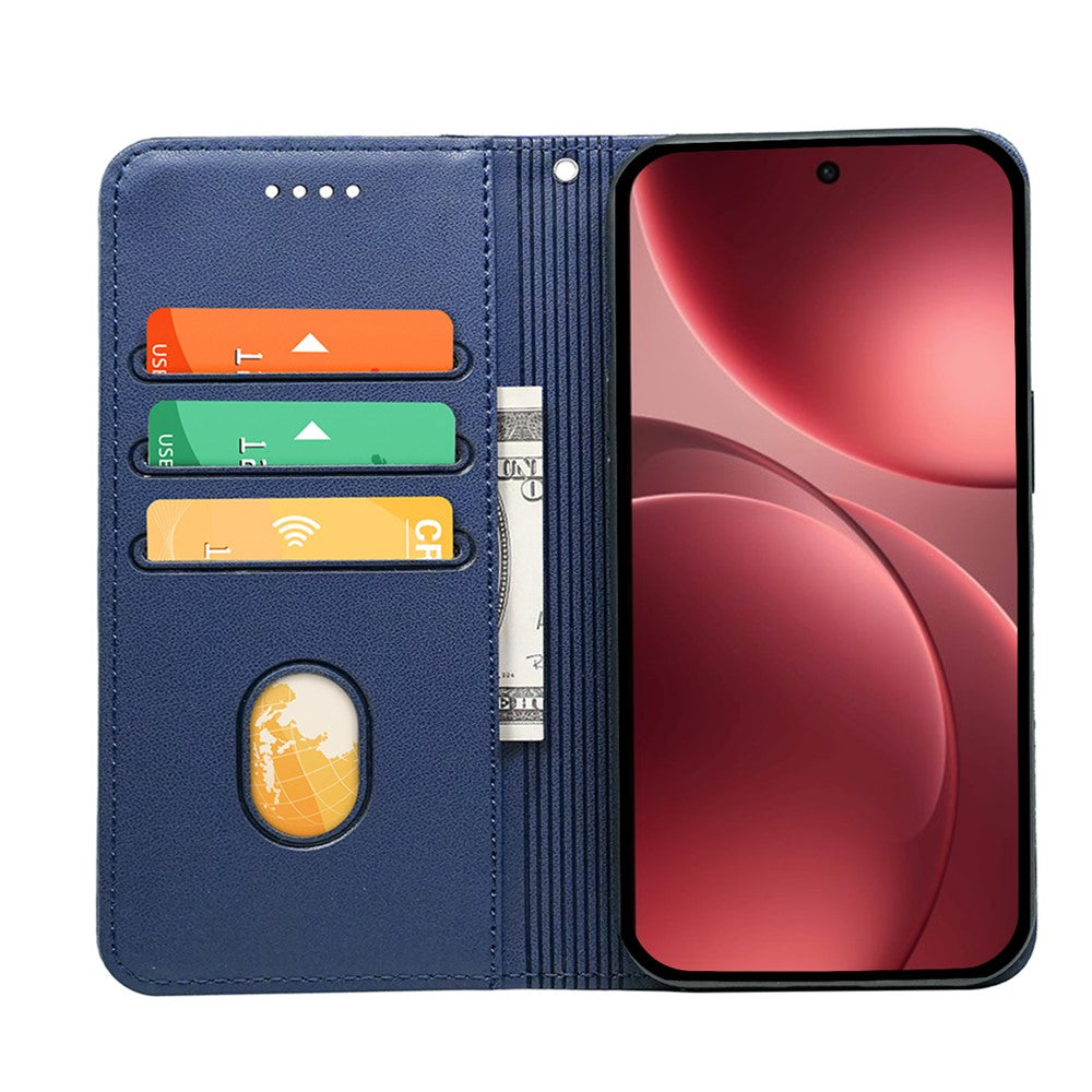 For Oppo Find X9 5G Wallet Case Magnetic Closing PU Leather Phone Cover with Wrist Strap