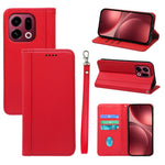For Oppo Find X9 5G Wallet Case Magnetic Closing PU Leather Phone Cover with Wrist Strap