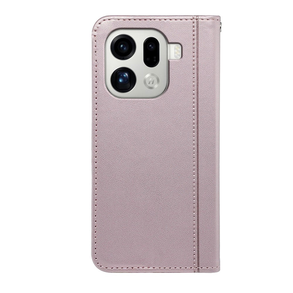 For Oppo Find X9 Pro 5G Wallet Case Magnetic Closing PU Leather Phone Cover with Wrist Strap